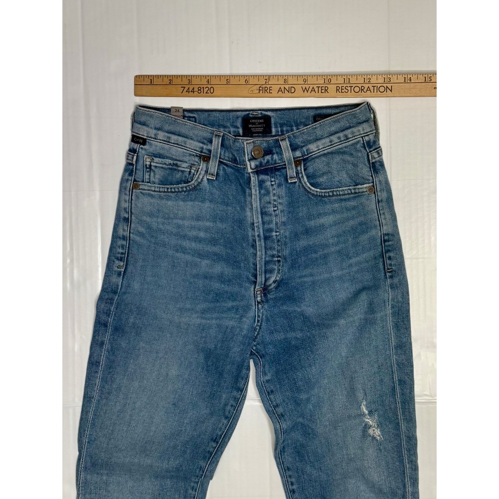 Citizens of Humanity Olivia High Rise Slim Ankle Jeans Button Fly 24 Distressed - Picture 12 of 13